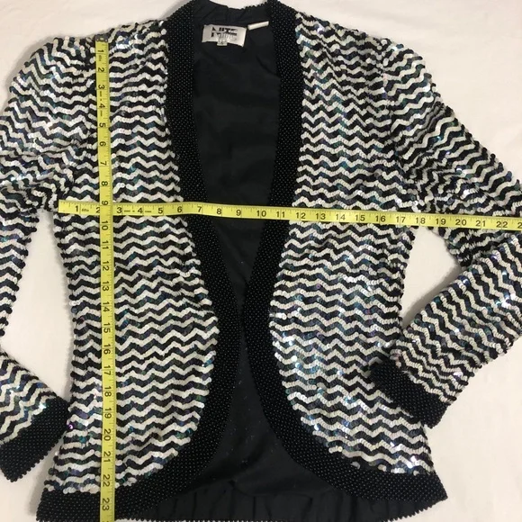 Vintage 80s NiteLine 100% Silk Sequin Blazer Small - Picture 13 of 16